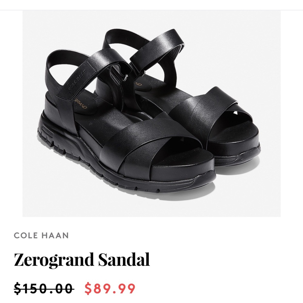 NEW Cole Haan Black Zerogrand Sandals NIB